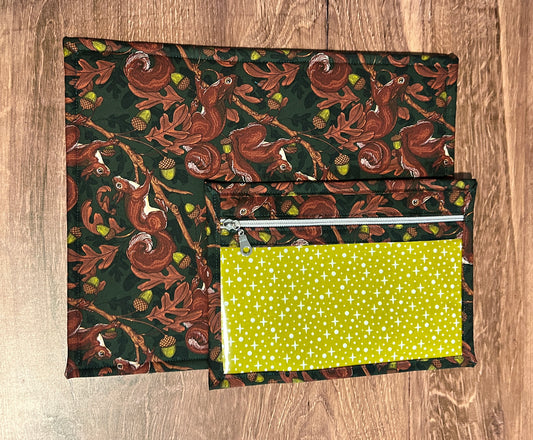 Vinyl Cross Stitch Project Bag - Embroidery bag - Project Bag - Knitting & Crochet Bag - Storage - Squirrel Project Bag - Notions