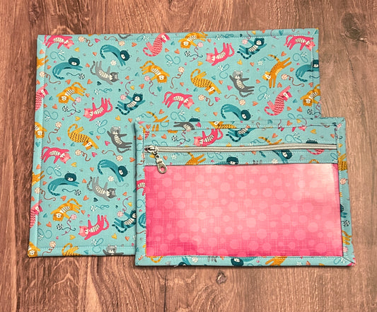 Vinyl Cross Stitch Project Bag - Embroidery bag - Project Bag - Knitting & Crochet Bag - Storage - Organizer - Cat Project Bag - Notions