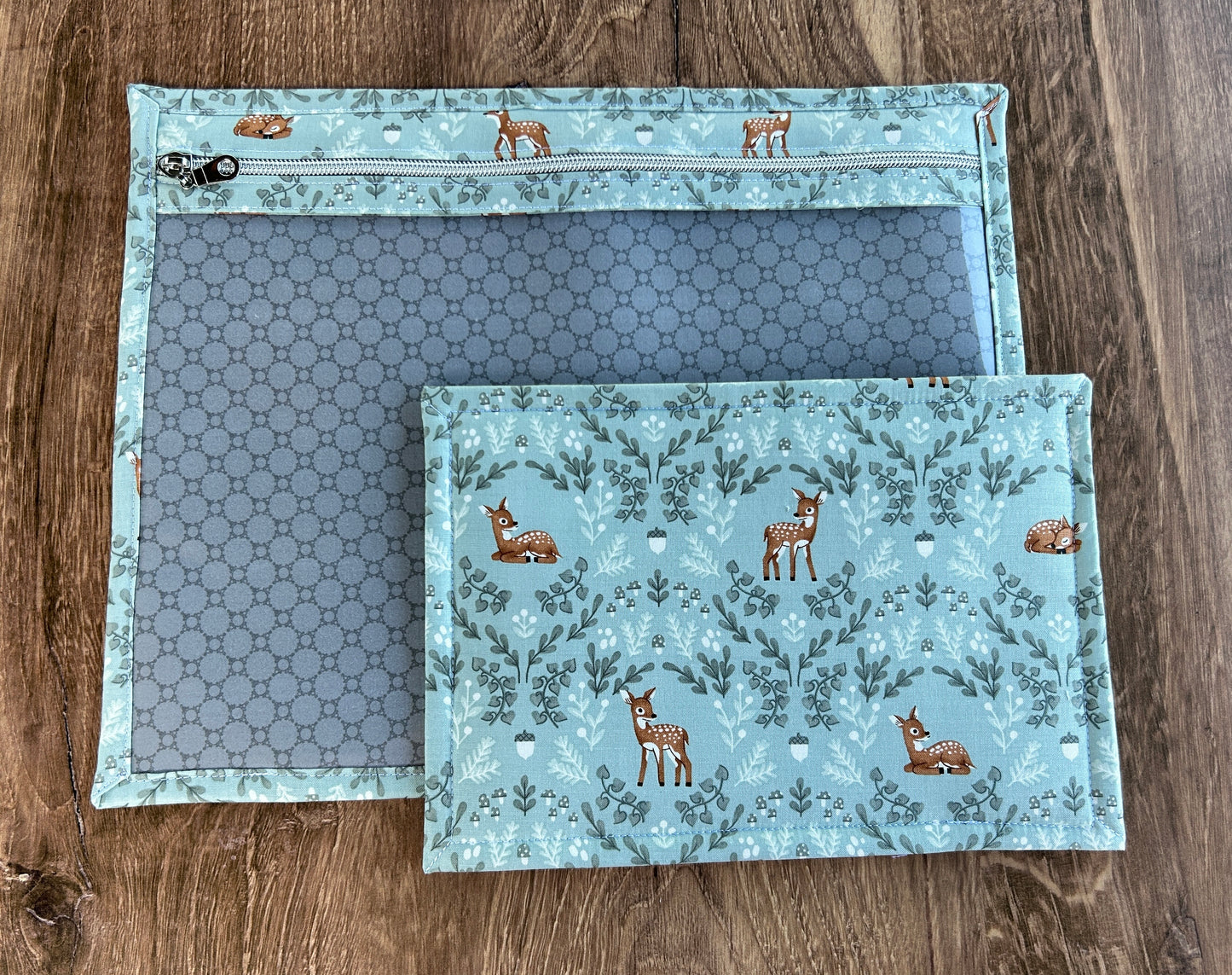 Vinyl Cross Stitch Project Bag - Embroidery Bag - Project Bag - Knitting & Crochet Bag - Storage - Notions - Woodland - Deer
