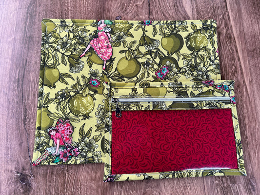 Vinyl Cross Stitch Project Bag - Embroidery bag - Project Bag - Knitting & Crochet Bag - Organizer - Project Bag - Notions - Fairy - Floral
