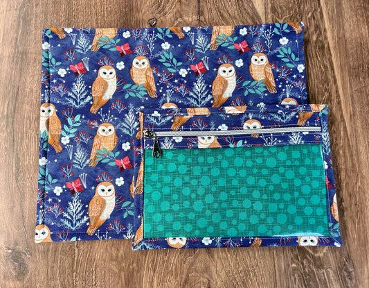 Vinyl Cross Stitch Project Bag - Embroidery bag - Project Bag - Knitting Crochet Bag - Storage - Organizer - Owl Project Bag - Notion