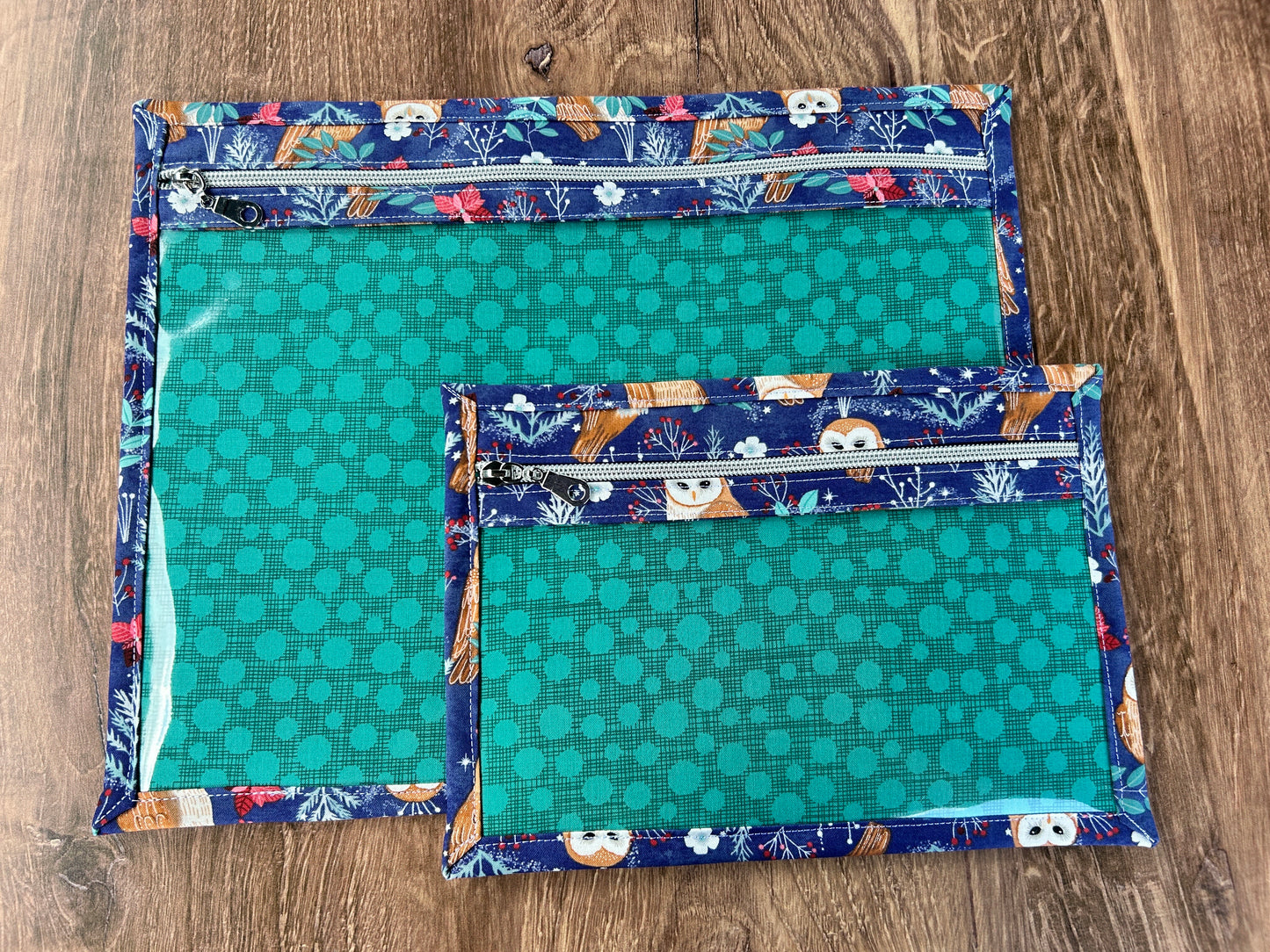 Vinyl Cross Stitch Project Bag - Embroidery bag - Project Bag - Knitting Crochet Bag - Storage - Organizer - Owl Project Bag - Notion