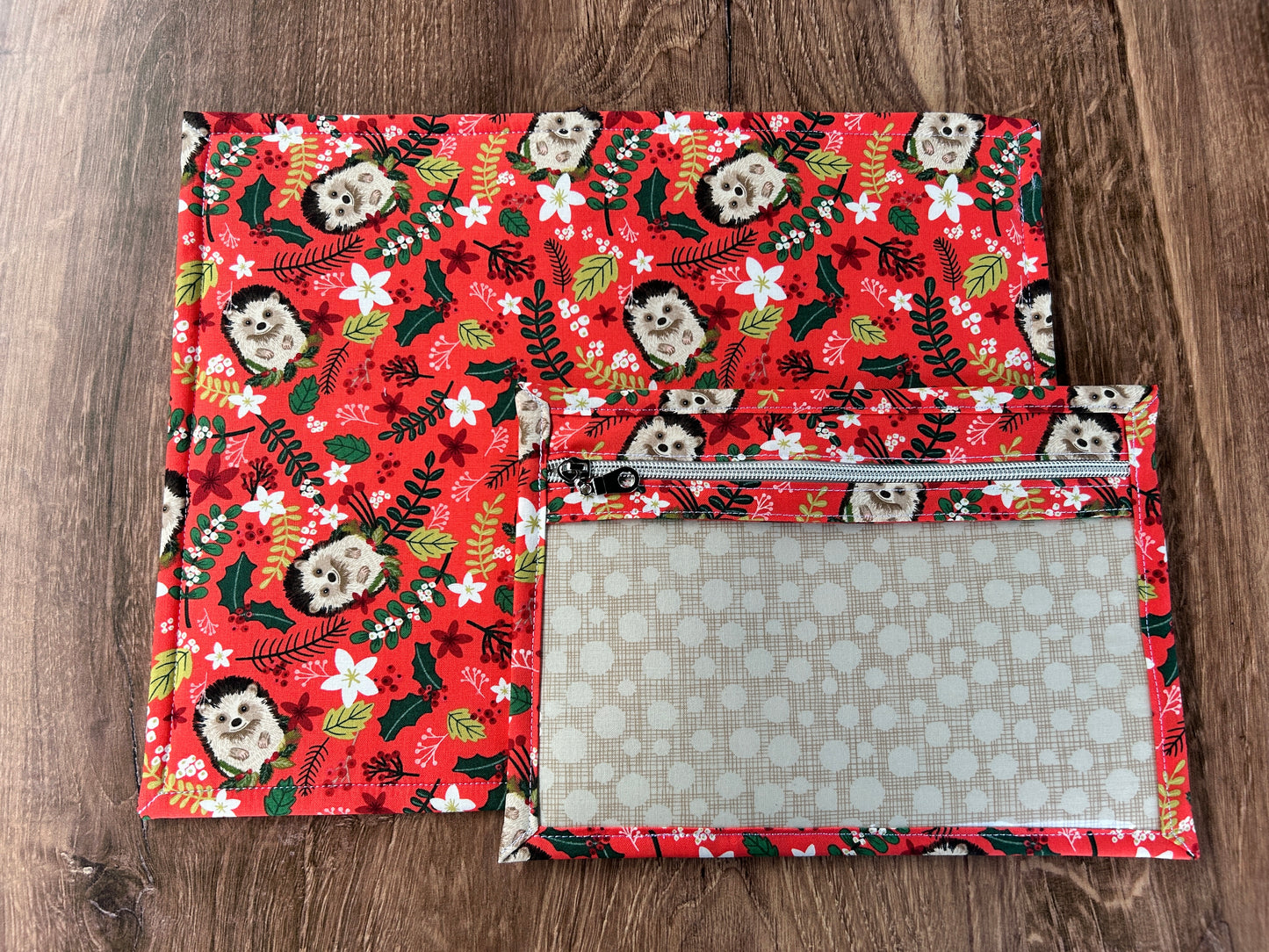 Vinyl Cross Stitch Project Bag - Embroidery bag - Project Bag - Knitting Crochet Bag - Storage - Organizer - Hedgehog Project Bag - Notion