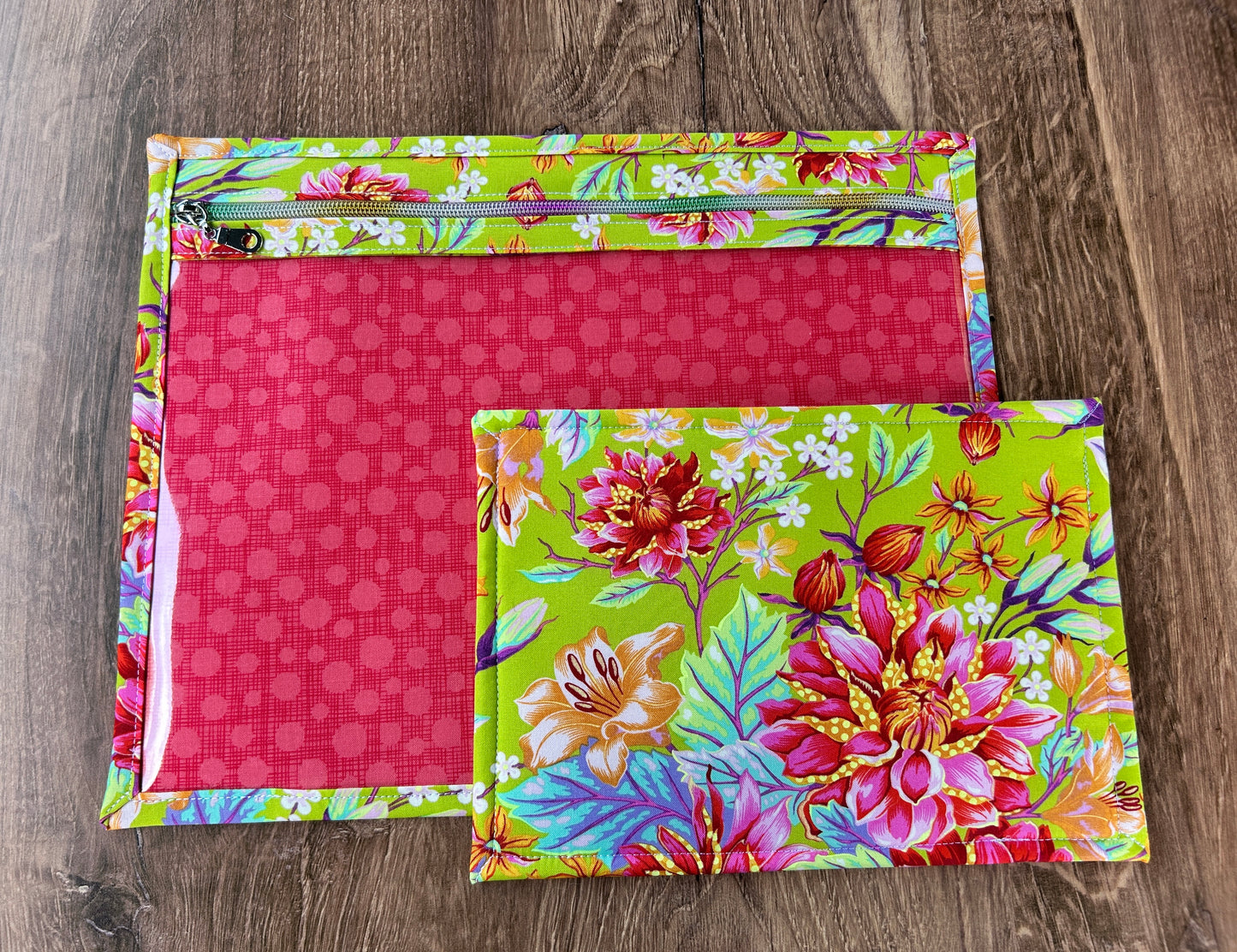 Vinyl Cross Stitch Project Bag - Embroidery Bag - Project Bag - Knitting & Crochet Bag - Storage - Organizer - Notions - Flower - Floral  - Dahlia