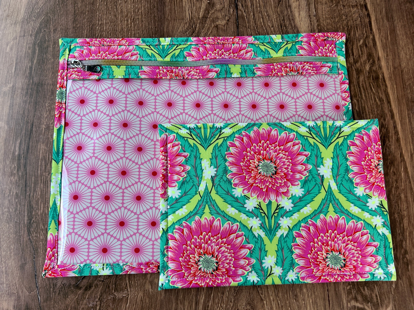 Vinyl Cross Stitch Project Bag - Embroidery Bag - Project Bag - Knitting & Crochet Bag - Storage - Organizer - Notions - Flower - Floral