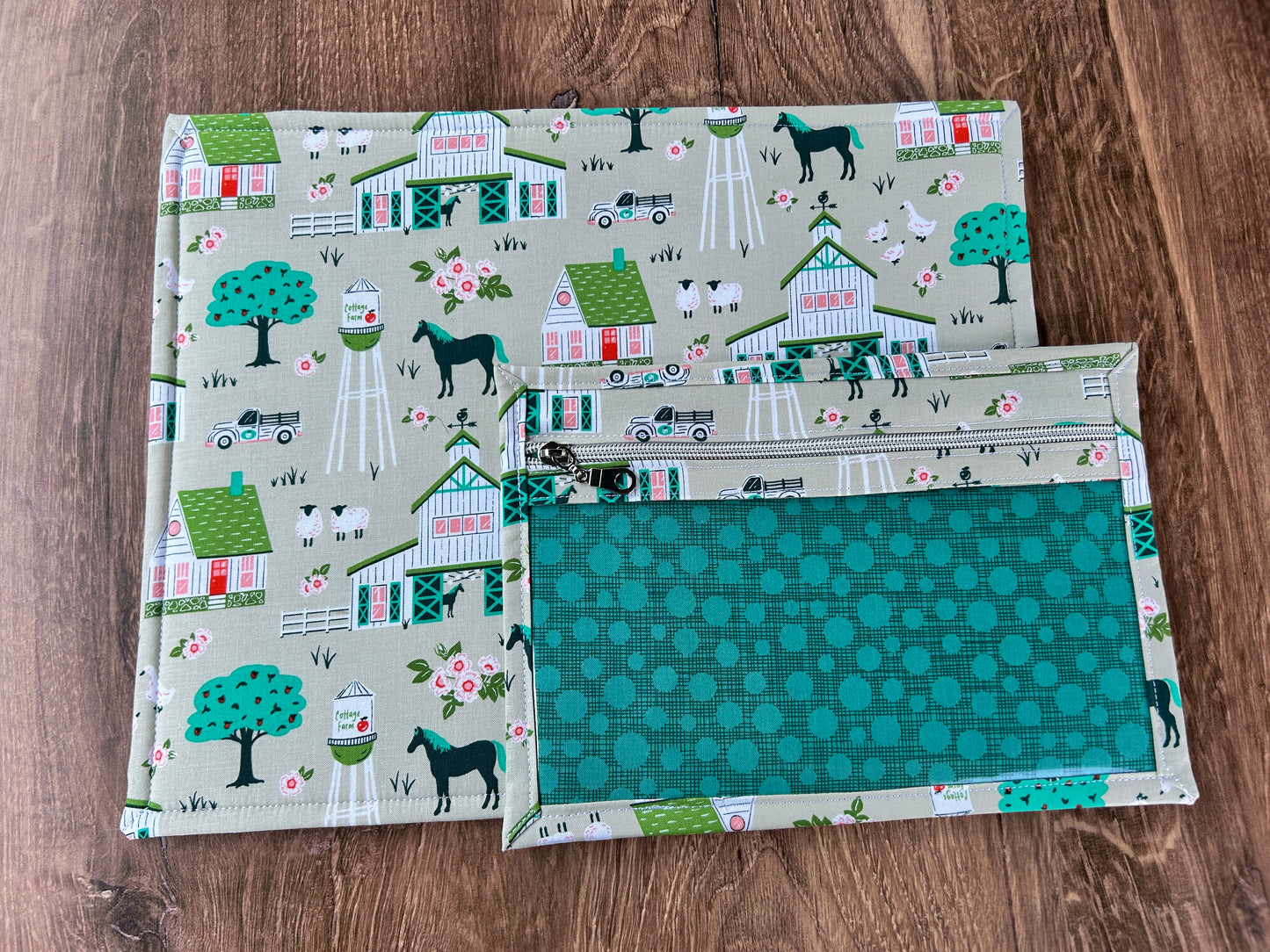 Vinyl Cross Stitch Project Bag - Embroidery bag - Project Bag - Knitting & Crochet Bag - Organizer - Farm Project Bag - Notions - Horse