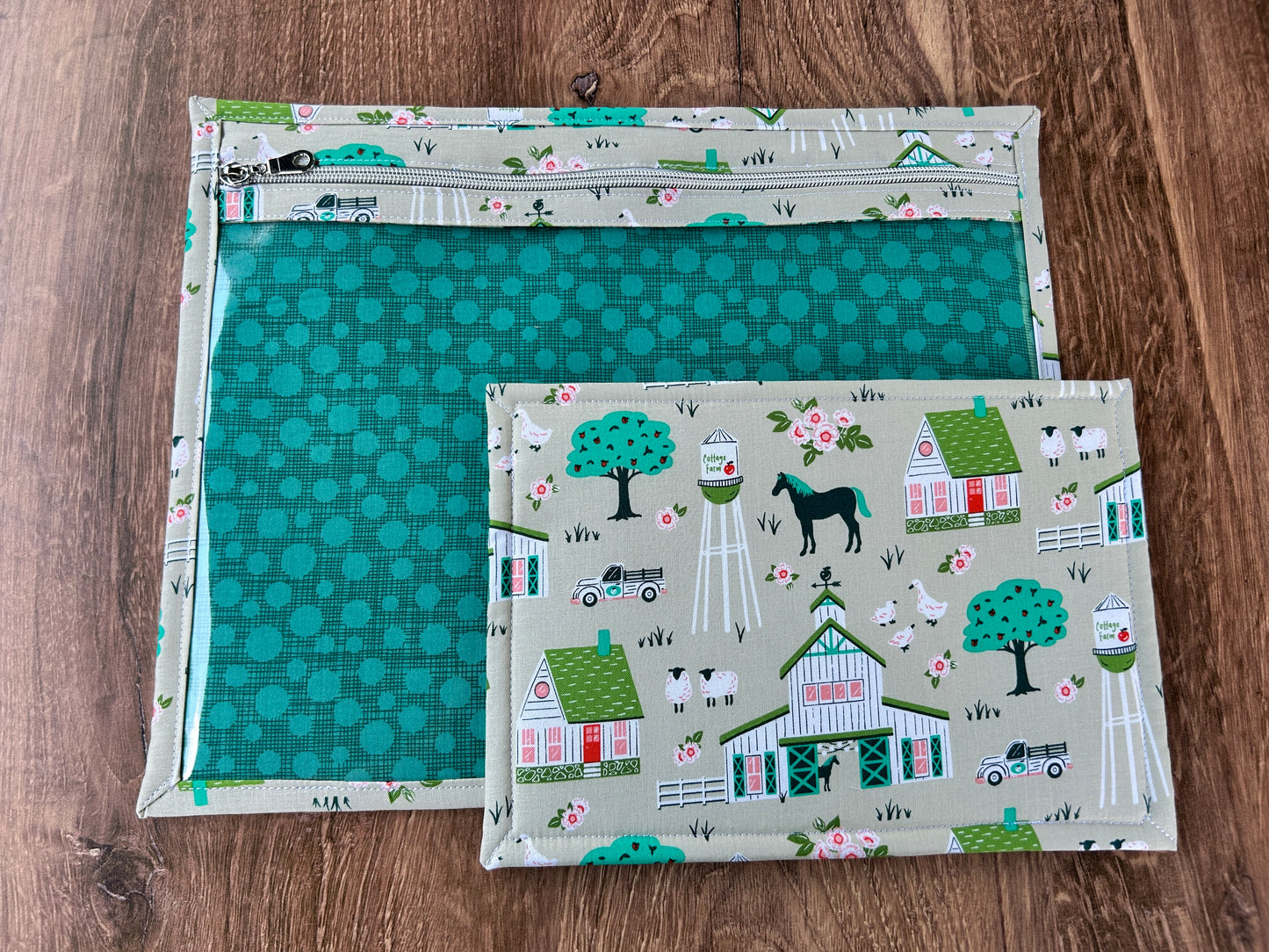 Vinyl Cross Stitch Project Bag - Embroidery bag - Project Bag - Knitting & Crochet Bag - Organizer - Farm Project Bag - Notions - Horse