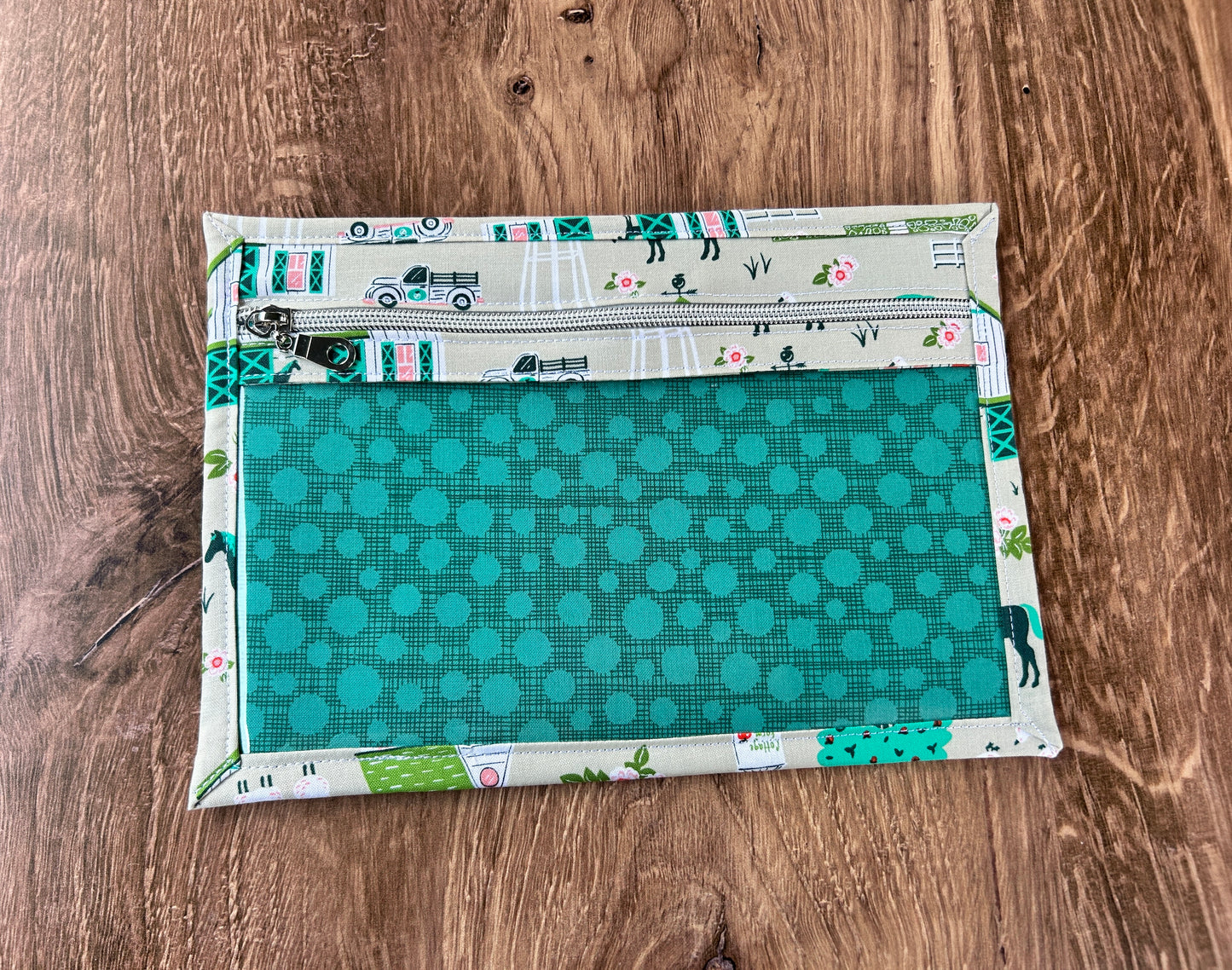 Vinyl Cross Stitch Project Bag - Embroidery bag - Project Bag - Knitting & Crochet Bag - Organizer - Farm Project Bag - Notions - Horse