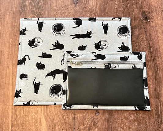 Vinyl Cross Stitch Project Bag - Embroidery bag - Project Bag - Knitting & Crochet Bag - Storage - Organizer - Cat Project Bag - Notions