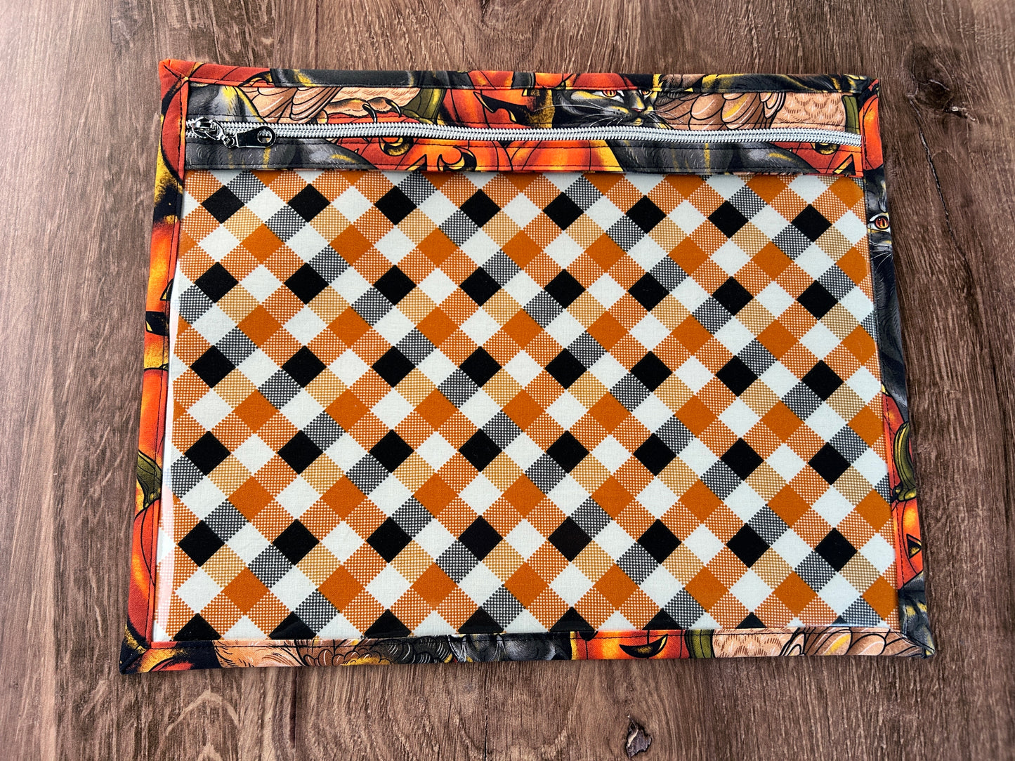 Vinyl Cross Stitch Project Bag - Embroidery Bag - Project Bag - Knitting & Crochet Bag - Organizer - Halloween Project Bag - Notions - Cat