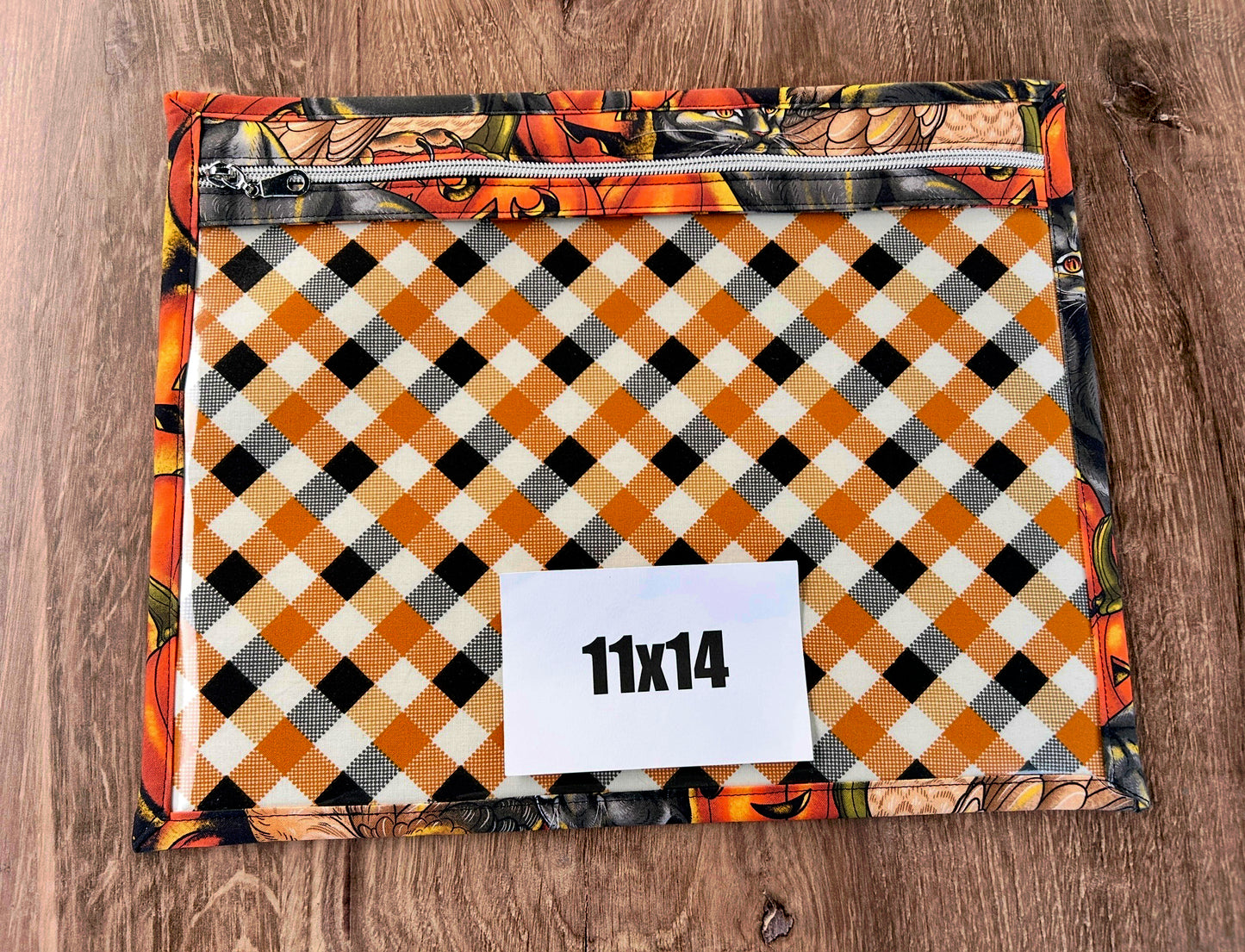 Vinyl Cross Stitch Project Bag - Embroidery Bag - Project Bag - Knitting & Crochet Bag - Organizer - Halloween Project Bag - Notions - Cat