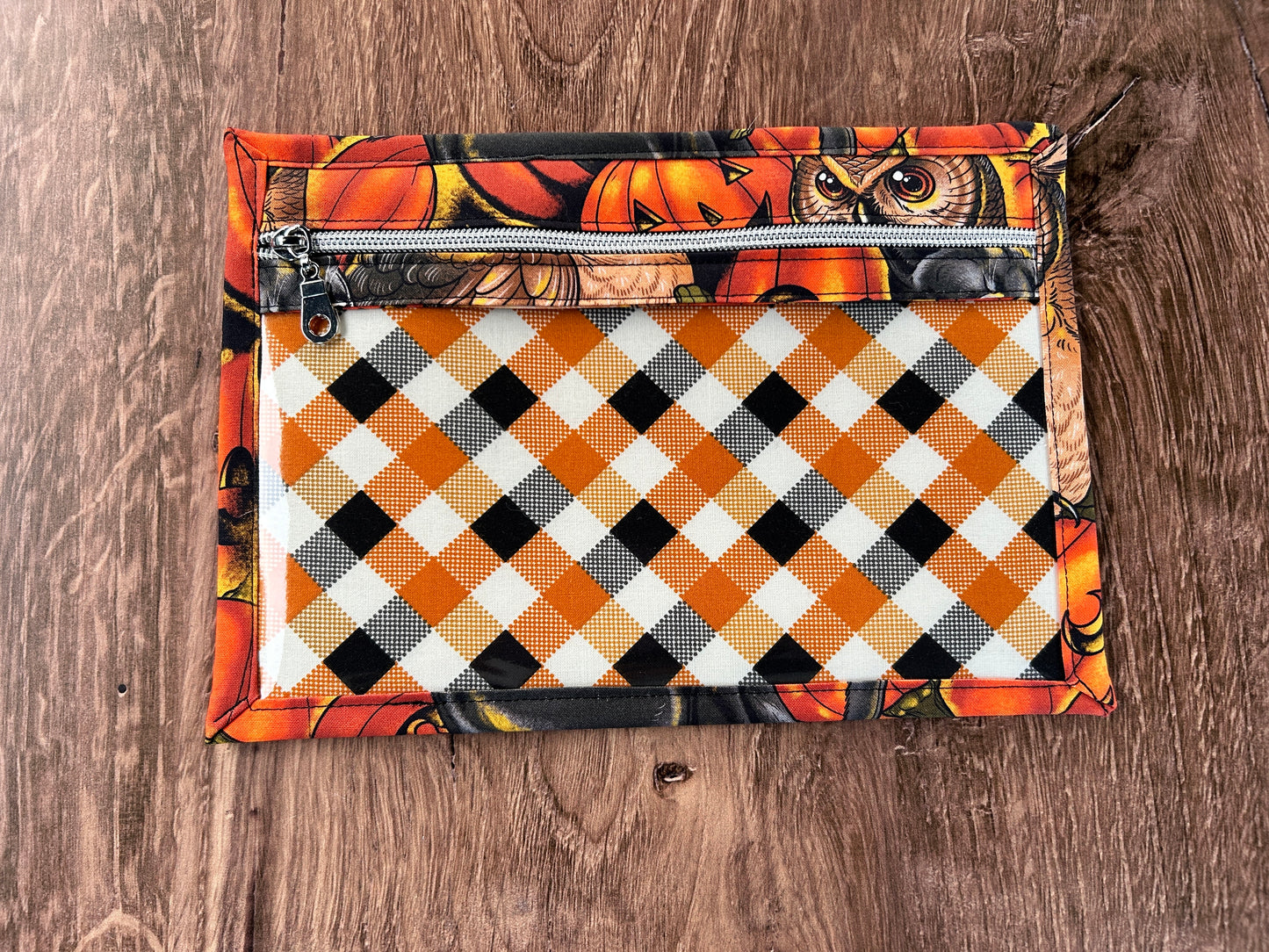 Vinyl Cross Stitch Project Bag - Embroidery Bag - Project Bag - Knitting & Crochet Bag - Organizer - Halloween Project Bag - Notions - Cat