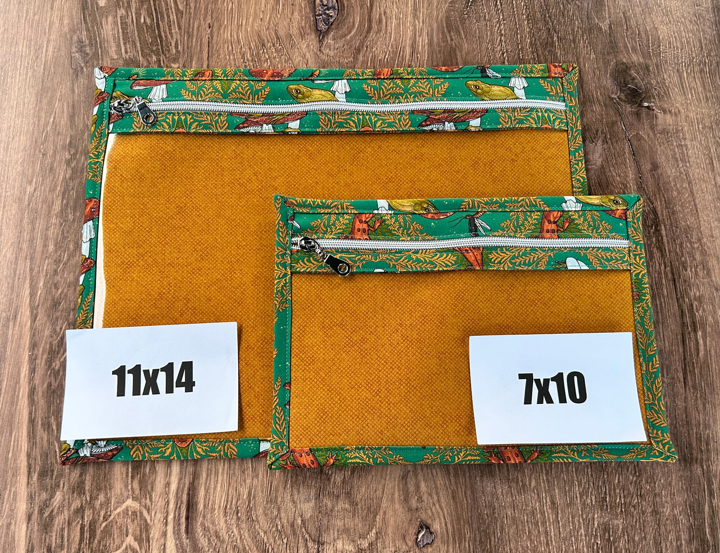 Vinyl Cross Stitch Project Bag - Embroidery bag - Knitting & Crochet Bag - Organizer - Notions - Frog - Lizard - Mushroom - Reptile