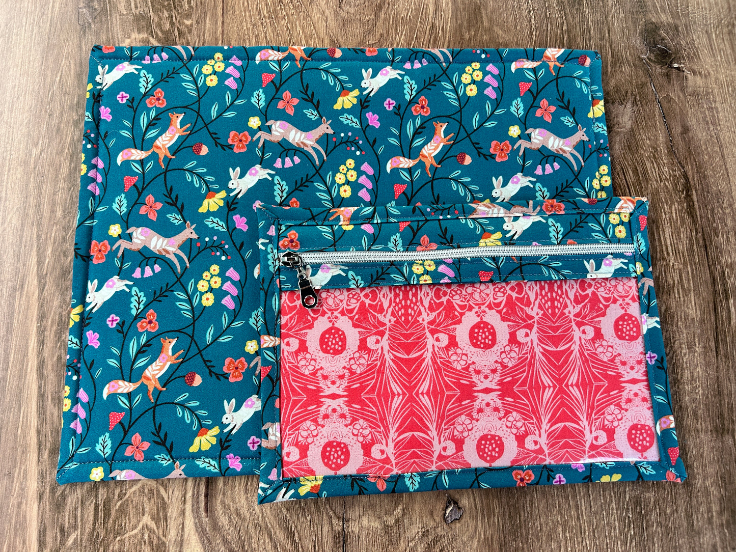 Vinyl Cross Stitch Project Bag - Embroidery Bag - Project Bag - Knitting & Crochet Bag - Storage - Notions - Woodland - Fox - Deer