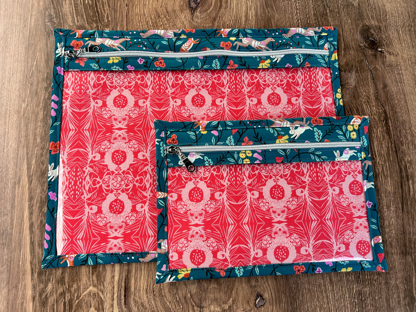 Vinyl Cross Stitch Project Bag - Embroidery Bag - Project Bag - Knitting & Crochet Bag - Storage - Notions - Woodland - Fox - Deer