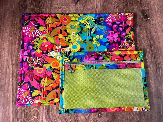 Vinyl Cross Stitch Project Bag - Embroidery Bag - Project Bag - Knitting & Crochet Bag - Organizer - Notions - Flower - Floral - Butterfly