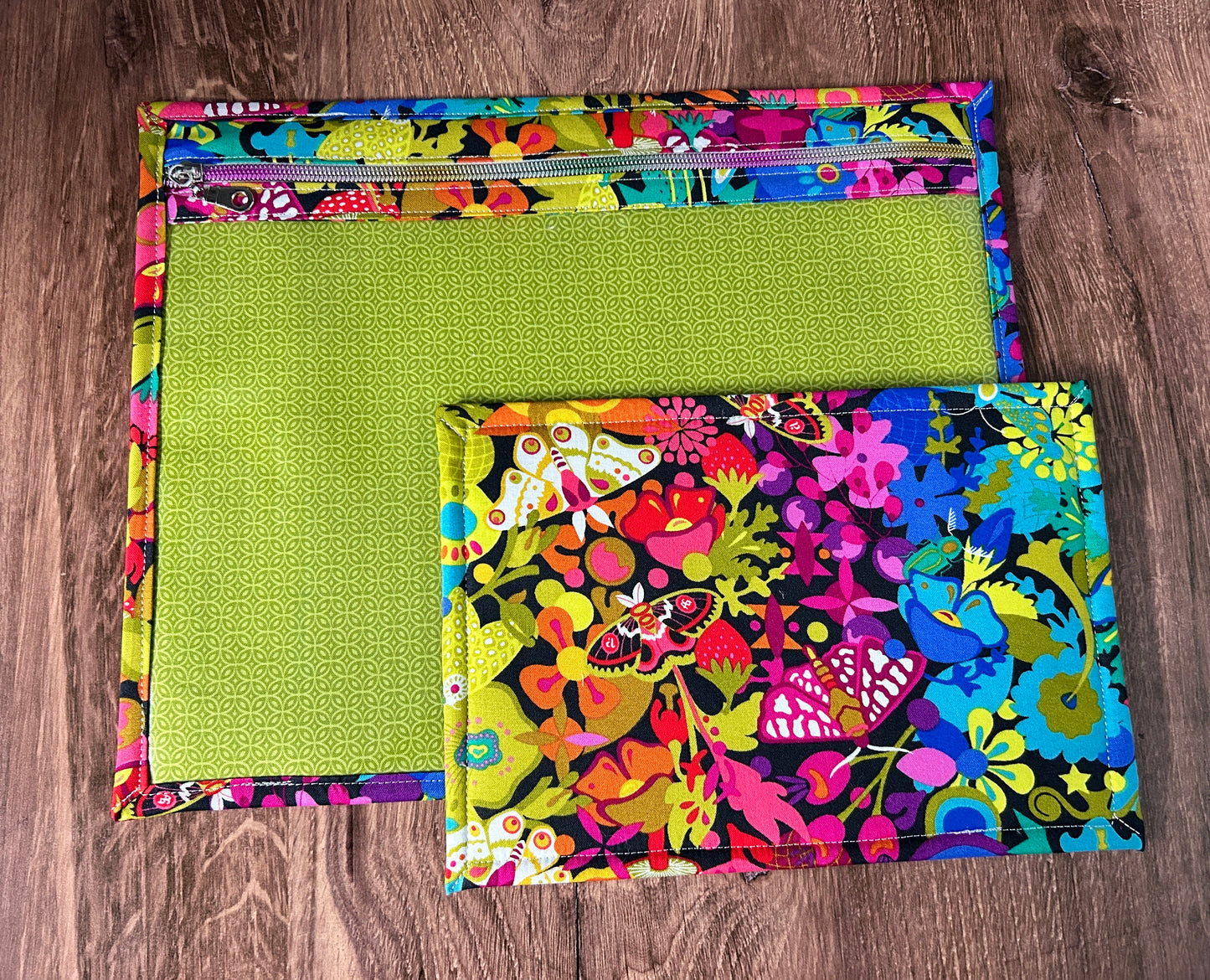 Vinyl Cross Stitch Project Bag - Embroidery Bag - Project Bag - Knitting & Crochet Bag - Organizer - Notions - Flower - Floral - Butterfly