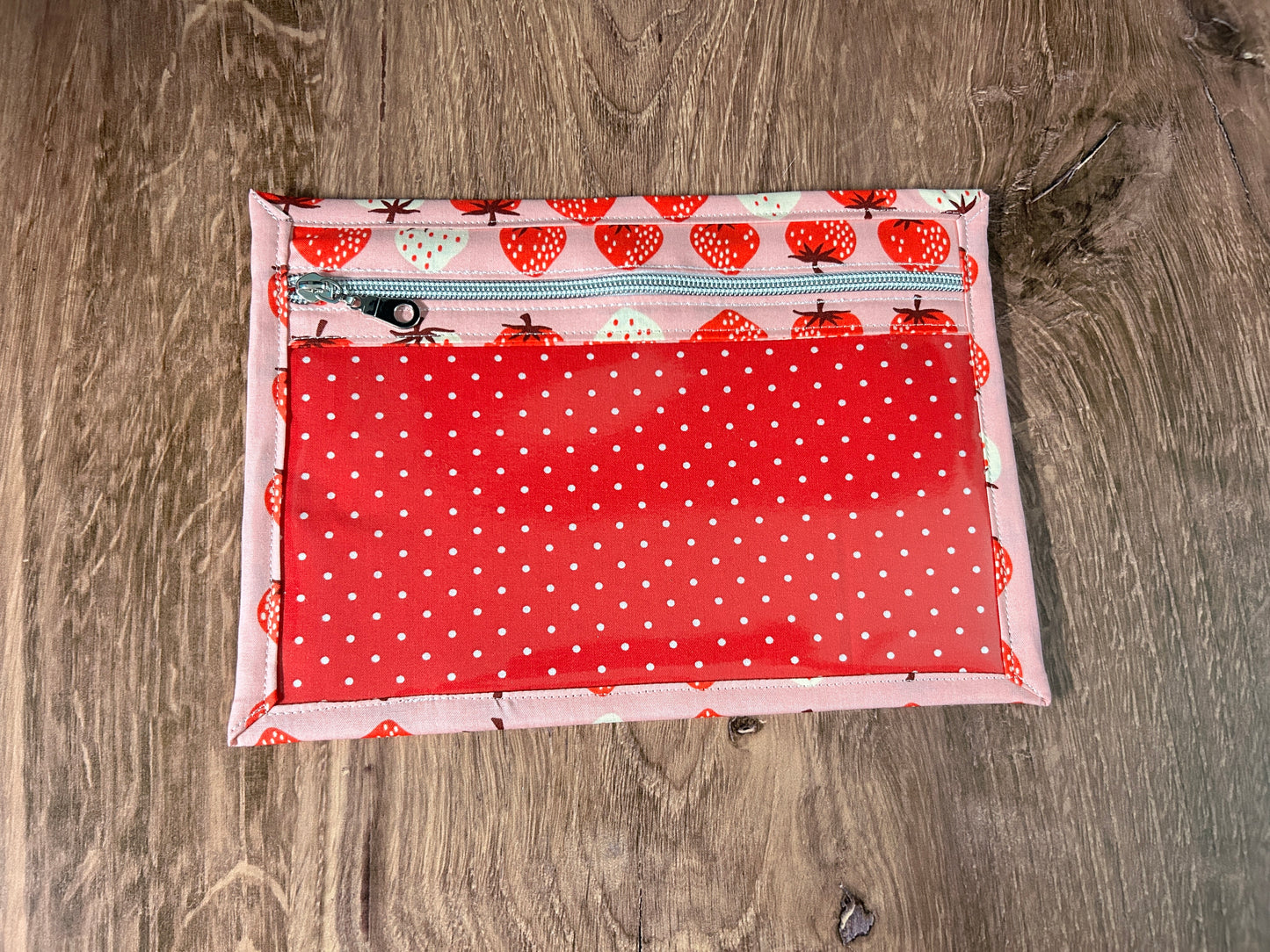 Vinyl Cross Stitch Project Bag - Embroidery bag - Project Bag - Knitting & Crochet Bag - Storage - Organizer - Strawberry - Strawberries - Notions