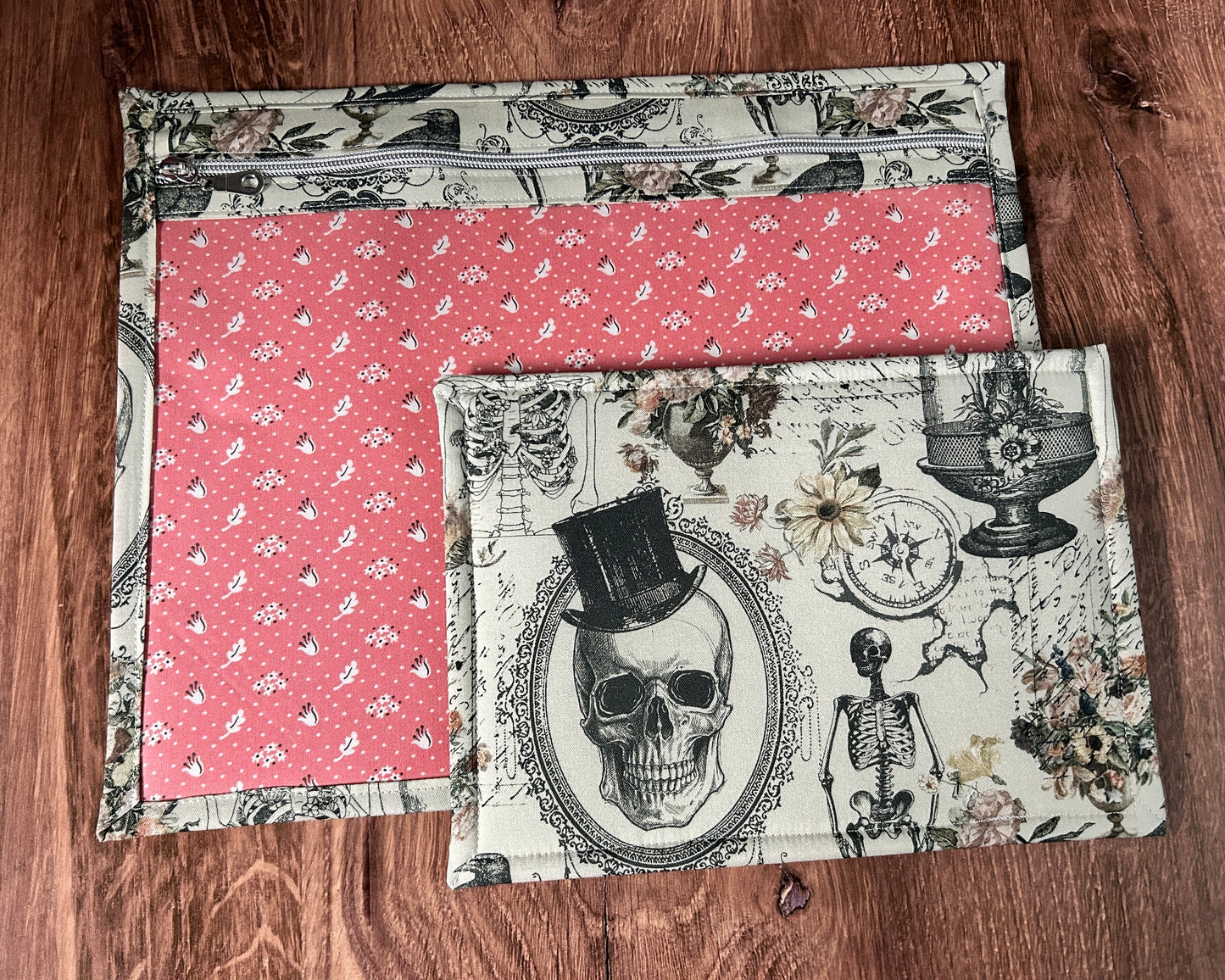 Vinyl Cross Stitch Project Bag - Embroidery Bag - Project Bag - Knitting & Crochet Bag - Organizer - Halloween - Notions - Nevermore - Skull