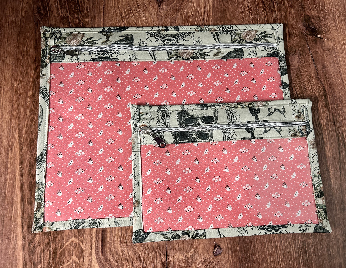 Vinyl Cross Stitch Project Bag - Embroidery Bag - Project Bag - Knitting & Crochet Bag - Organizer - Halloween - Notions - Nevermore - Skull