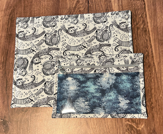 Vinyl Cross Stitch Project Bag - Embroidery bag - Project Bag - Knitting & Crochet Bag - Storage - Organizer - Cat Project Bag - Notions