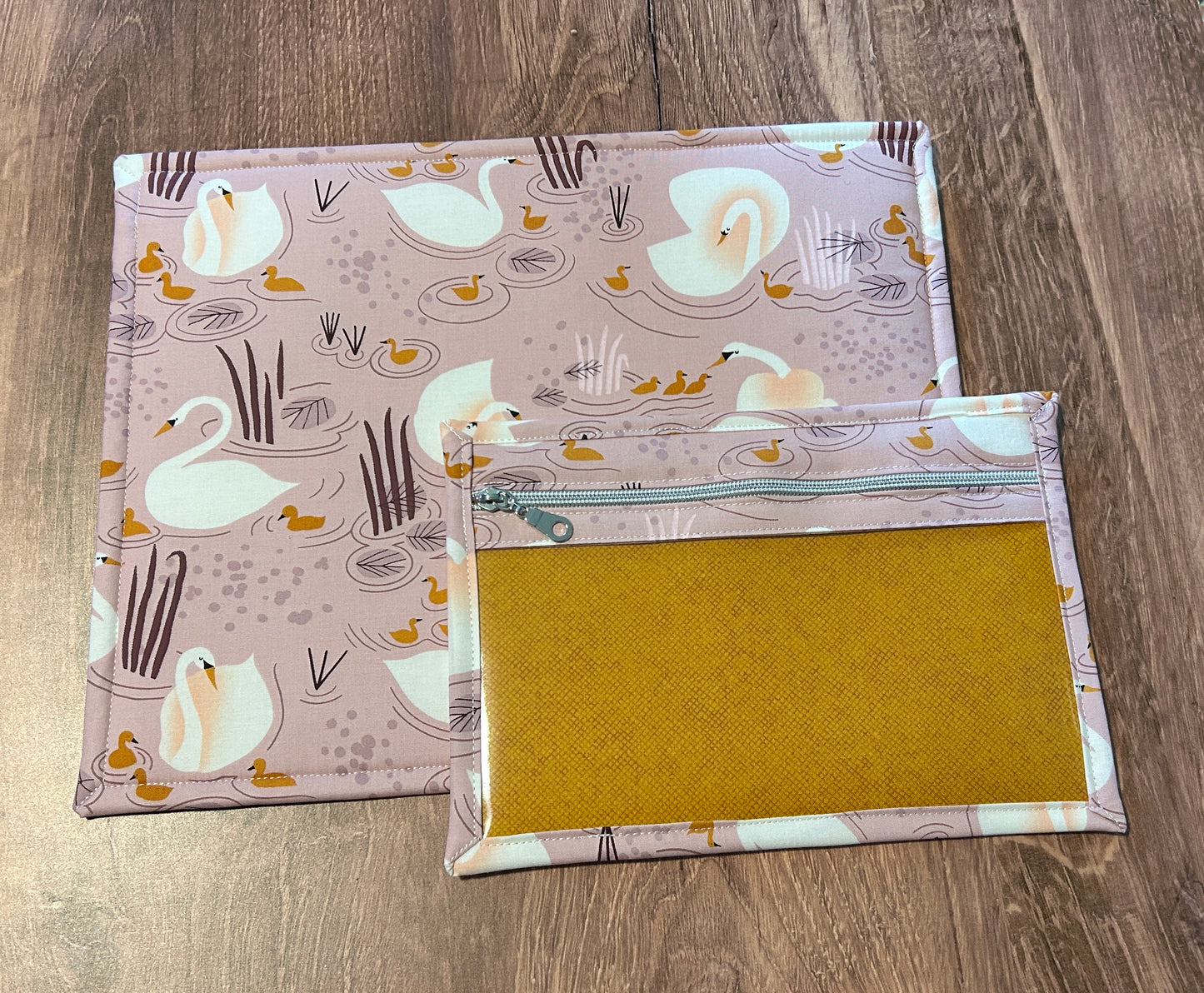 Vinyl Cross Stitch Project Bag - Project Bag - Knitting & Crochet Bag - Storage - Organizer - Swan - Bird -  Project Bag - Notions