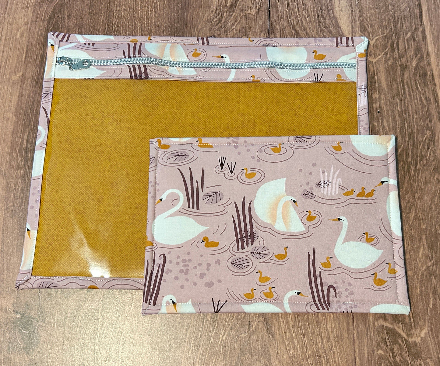 Vinyl Cross Stitch Project Bag - Project Bag - Knitting & Crochet Bag - Storage - Organizer - Swan - Bird -  Project Bag - Notions