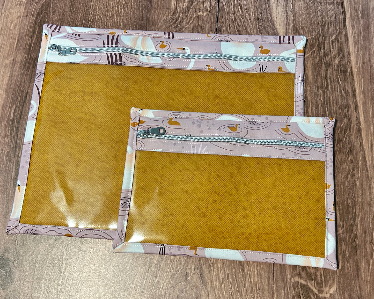 Vinyl Cross Stitch Project Bag - Project Bag - Knitting & Crochet Bag - Storage - Organizer - Swan - Bird -  Project Bag - Notions