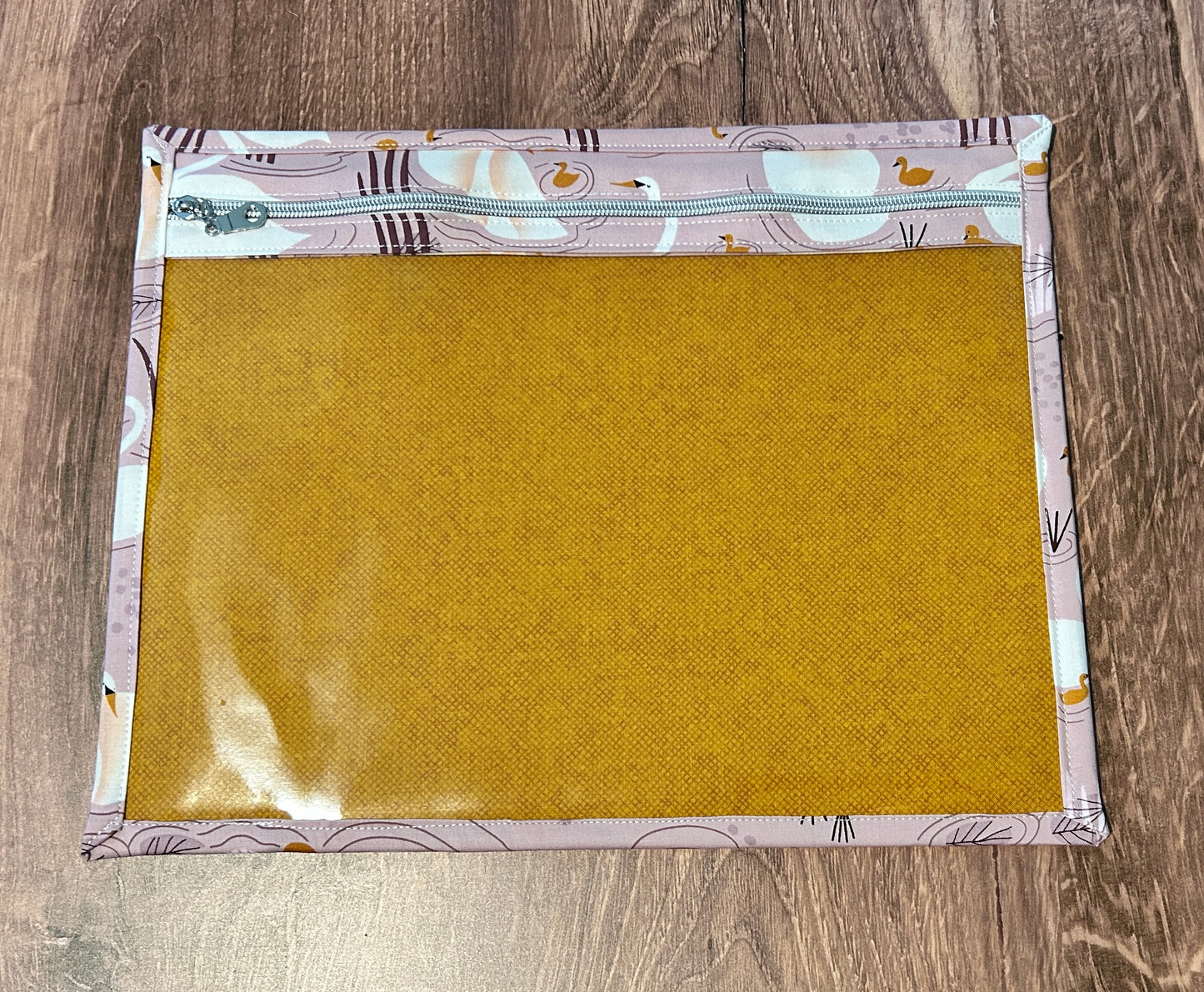 Vinyl Cross Stitch Project Bag - Project Bag - Knitting & Crochet Bag - Storage - Organizer - Swan - Bird -  Project Bag - Notions