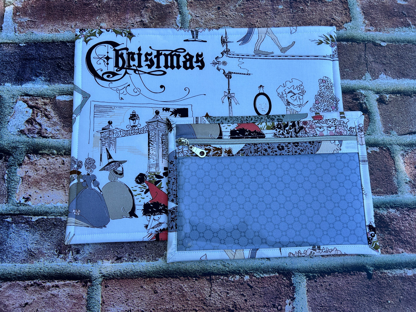 Vinyl Cross Stitch Project Bag - Embroidery bag - Project Bag - Knitting & Crochet Bag - Christmas Project Bag - Notions