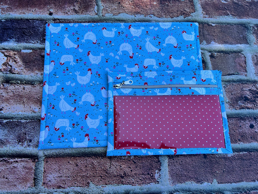 Vinyl Cross Stitch Project Bag - Embroidery bag - Project Bag - Knitting & Crochet Bag - Storage - Organizer - Chicken Project Bag - Notions