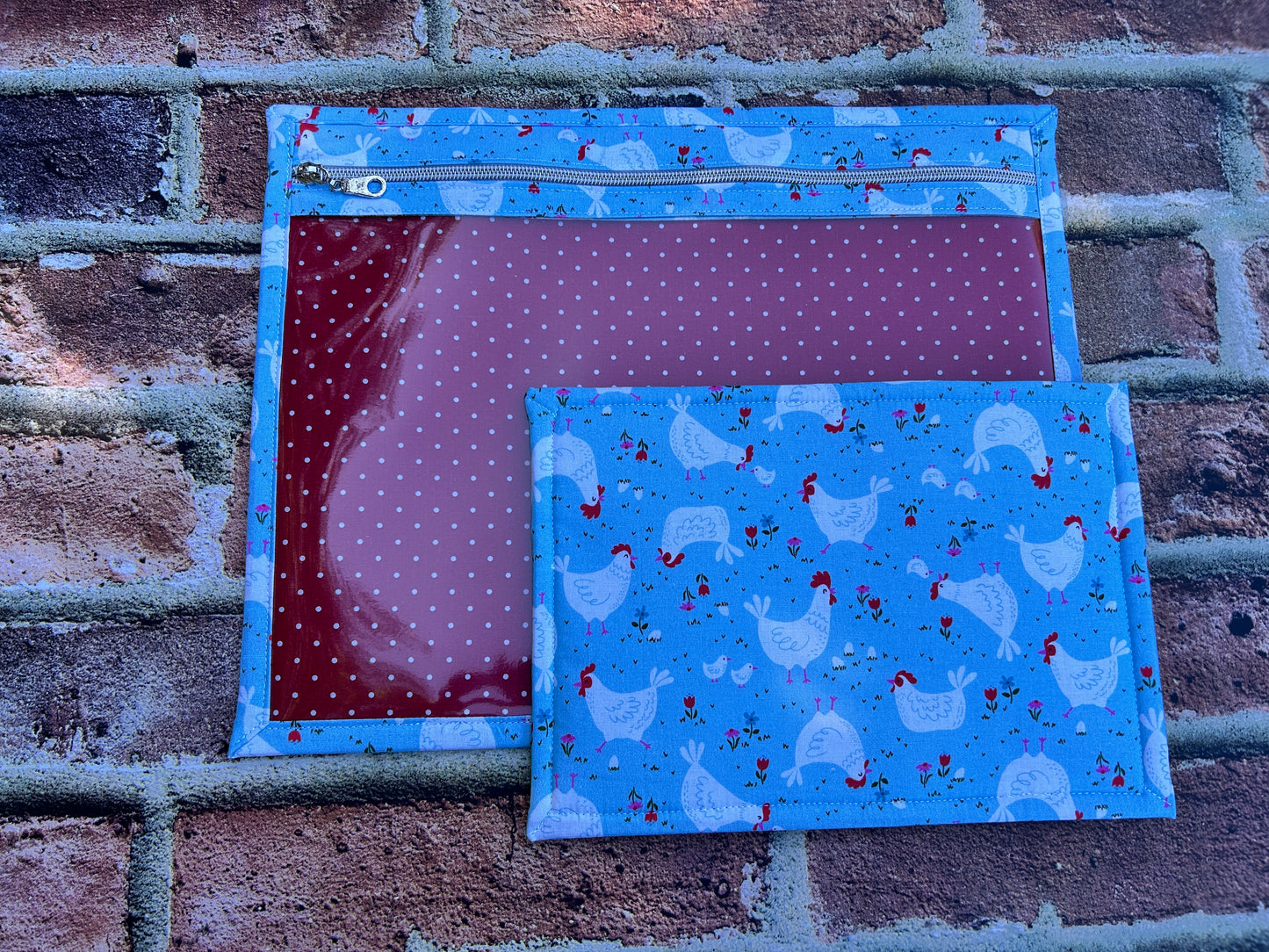 Vinyl Cross Stitch Project Bag - Embroidery bag - Project Bag - Knitting & Crochet Bag - Storage - Organizer - Chicken Project Bag - Notions
