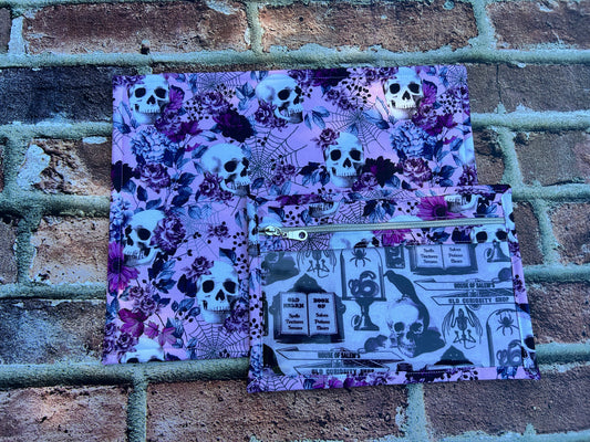 Vinyl Cross Stitch Project Bag - Embroidery Bag - Project Bag - Knitting & Crochet Bag - Organizer - Halloween - Notions - Skull