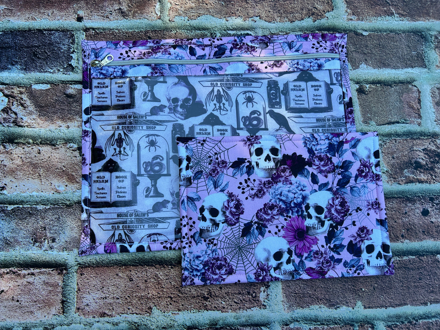 Vinyl Cross Stitch Project Bag - Embroidery Bag - Project Bag - Knitting & Crochet Bag - Organizer - Halloween - Notions - Skull