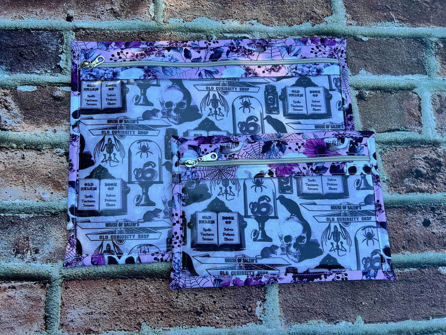 Vinyl Cross Stitch Project Bag - Embroidery Bag - Project Bag - Knitting & Crochet Bag - Organizer - Halloween - Notions - Skull