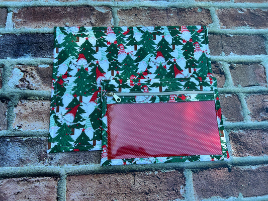 Vinyl Cross Stitch Project Bag - Embroidery bag - Project Bag - Knitting & Crochet Bag - Gnome Project Bag - Notions - Christmas