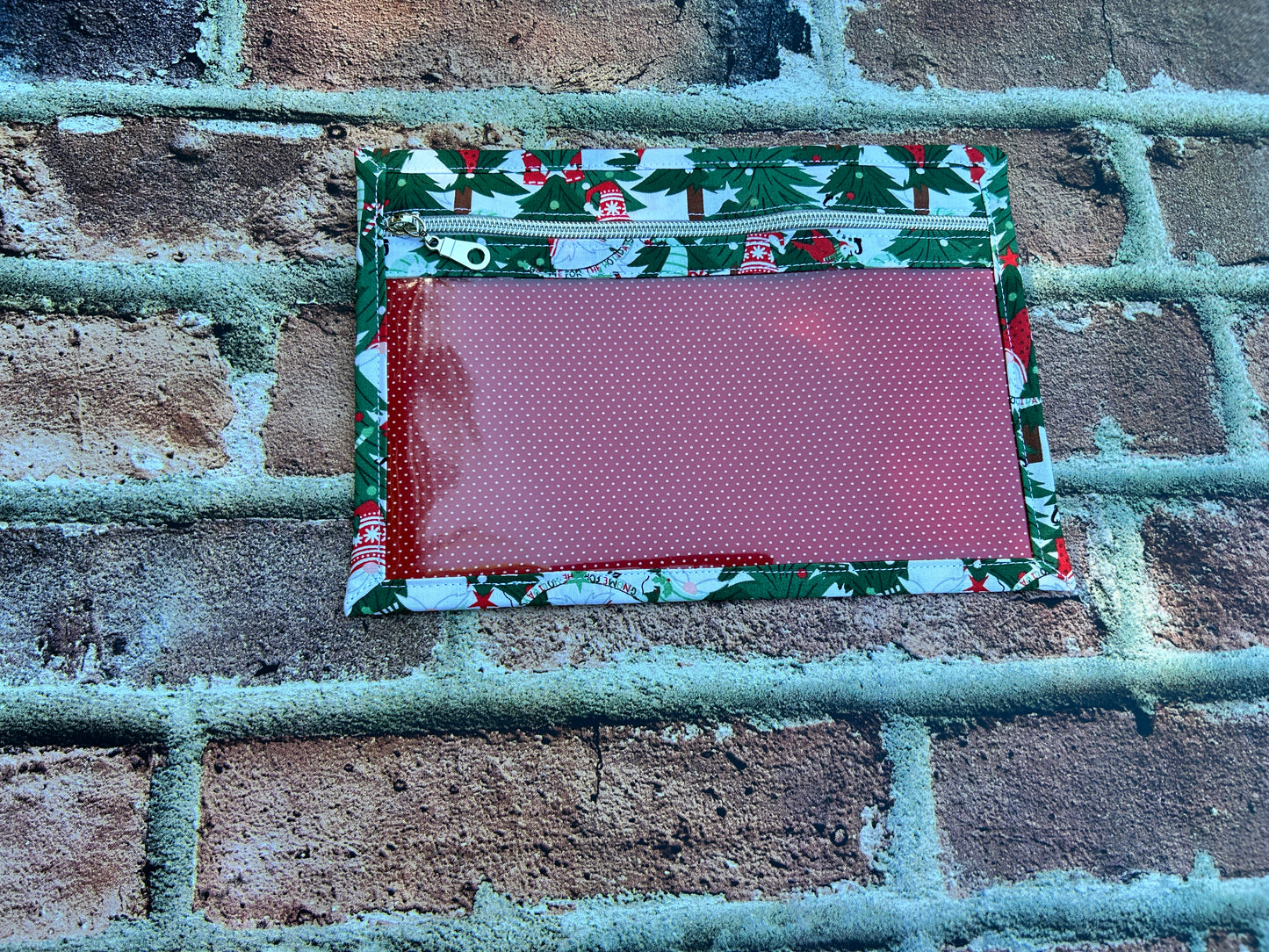 Vinyl Cross Stitch Project Bag - Embroidery bag - Project Bag - Knitting & Crochet Bag - Gnome Project Bag - Notions - Christmas