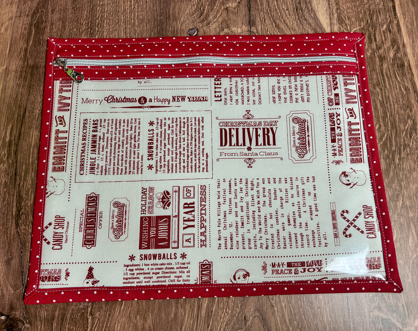 Vinyl Cross Stitch Project Bag - Embroidery Bag - Project Bag - Knitting & Crochet Bag - Christmas Project Bag - Notions - Winter - Snowman