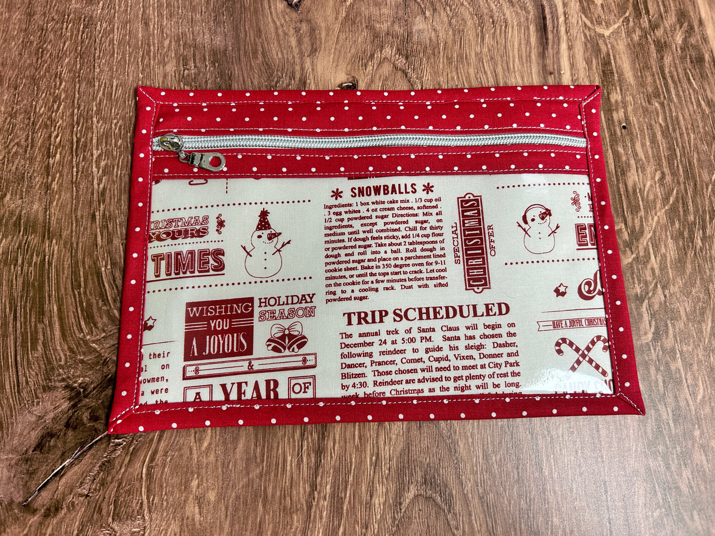 Vinyl Cross Stitch Project Bag - Embroidery Bag - Project Bag - Knitting & Crochet Bag - Christmas Project Bag - Notions - Winter - Snowman