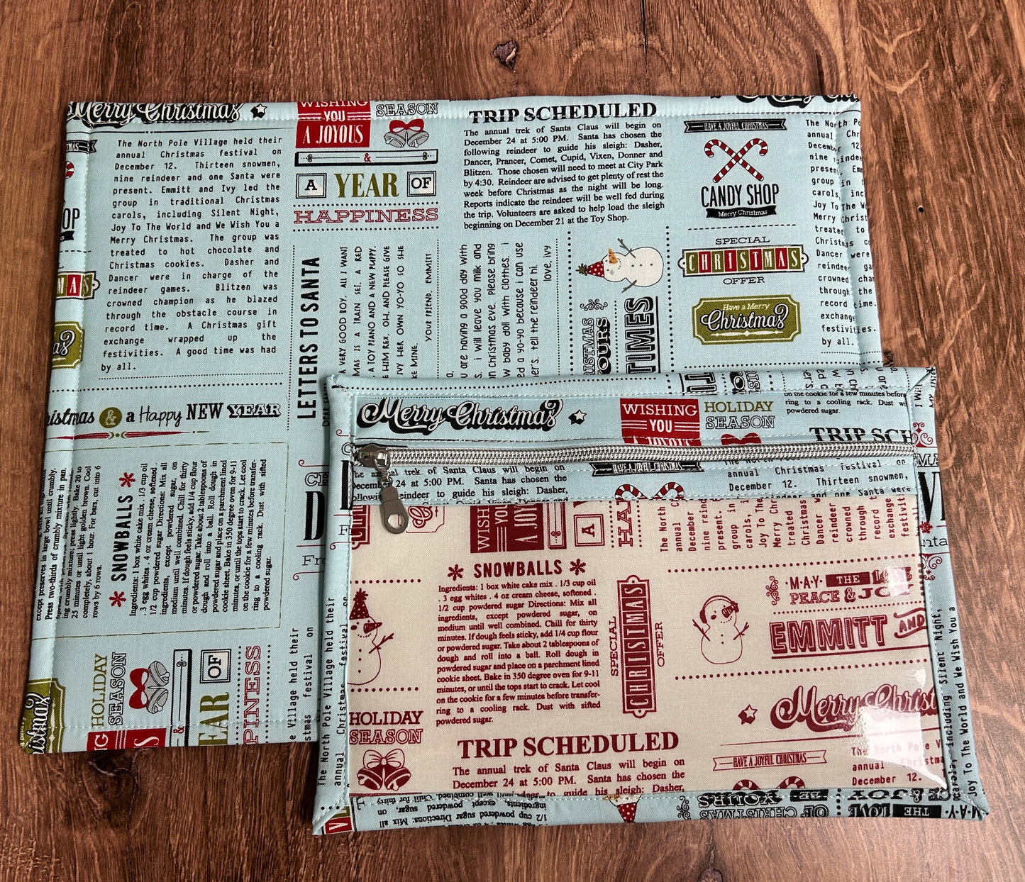 Vinyl Cross Stitch Project Bag - Embroidery Bag - Project Bag - Knitting & Crochet Bag - Christmas Project Bag - Notions - Winter - Snowman