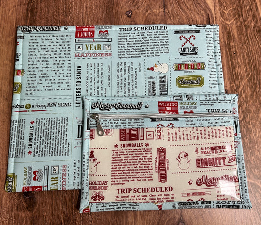 Vinyl Cross Stitch Project Bag - Embroidery Bag - Project Bag - Knitting & Crochet Bag - Christmas Project Bag - Notions - Winter - Snowman