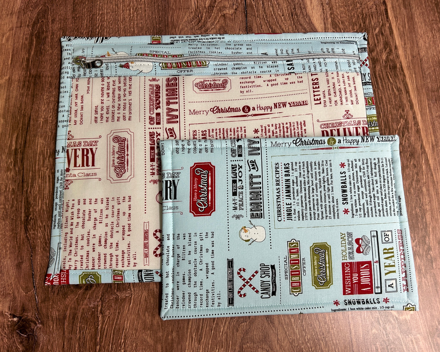 Vinyl Cross Stitch Project Bag - Embroidery Bag - Project Bag - Knitting & Crochet Bag - Christmas Project Bag - Notions - Winter - Snowman