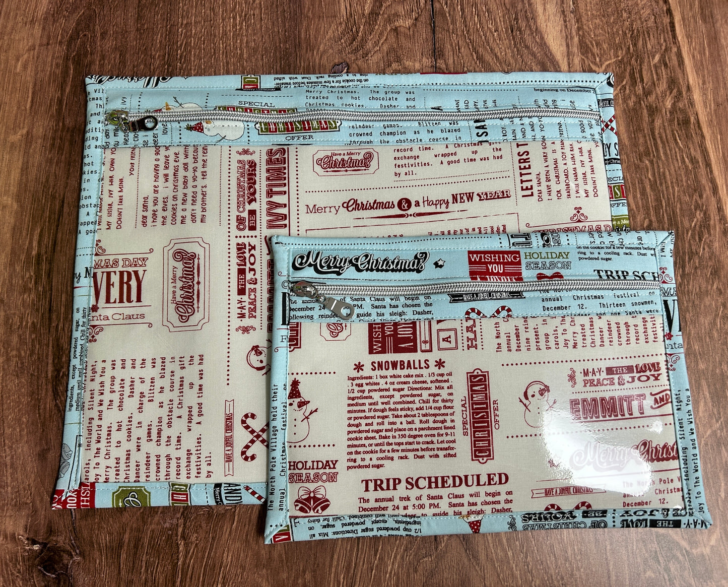 Vinyl Cross Stitch Project Bag - Embroidery Bag - Project Bag - Knitting & Crochet Bag - Christmas Project Bag - Notions - Winter - Snowman