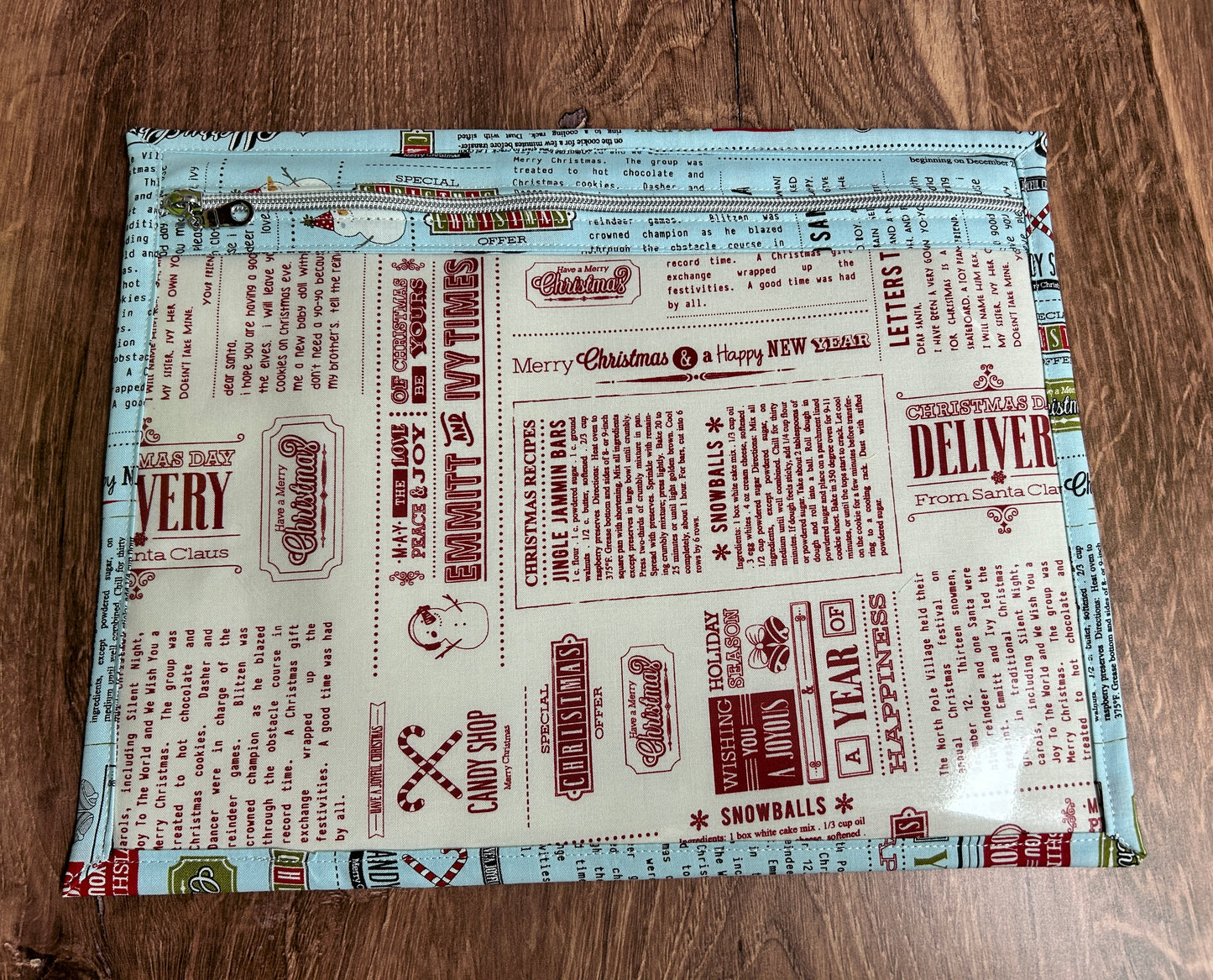 Vinyl Cross Stitch Project Bag - Embroidery Bag - Project Bag - Knitting & Crochet Bag - Christmas Project Bag - Notions - Winter - Snowman