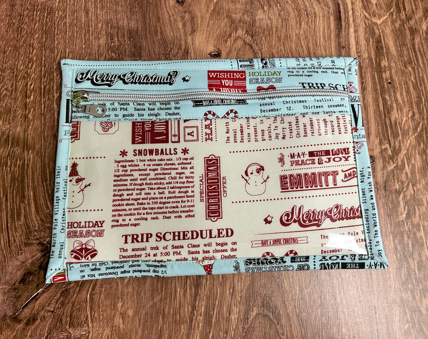 Vinyl Cross Stitch Project Bag - Embroidery Bag - Project Bag - Knitting & Crochet Bag - Christmas Project Bag - Notions - Winter - Snowman