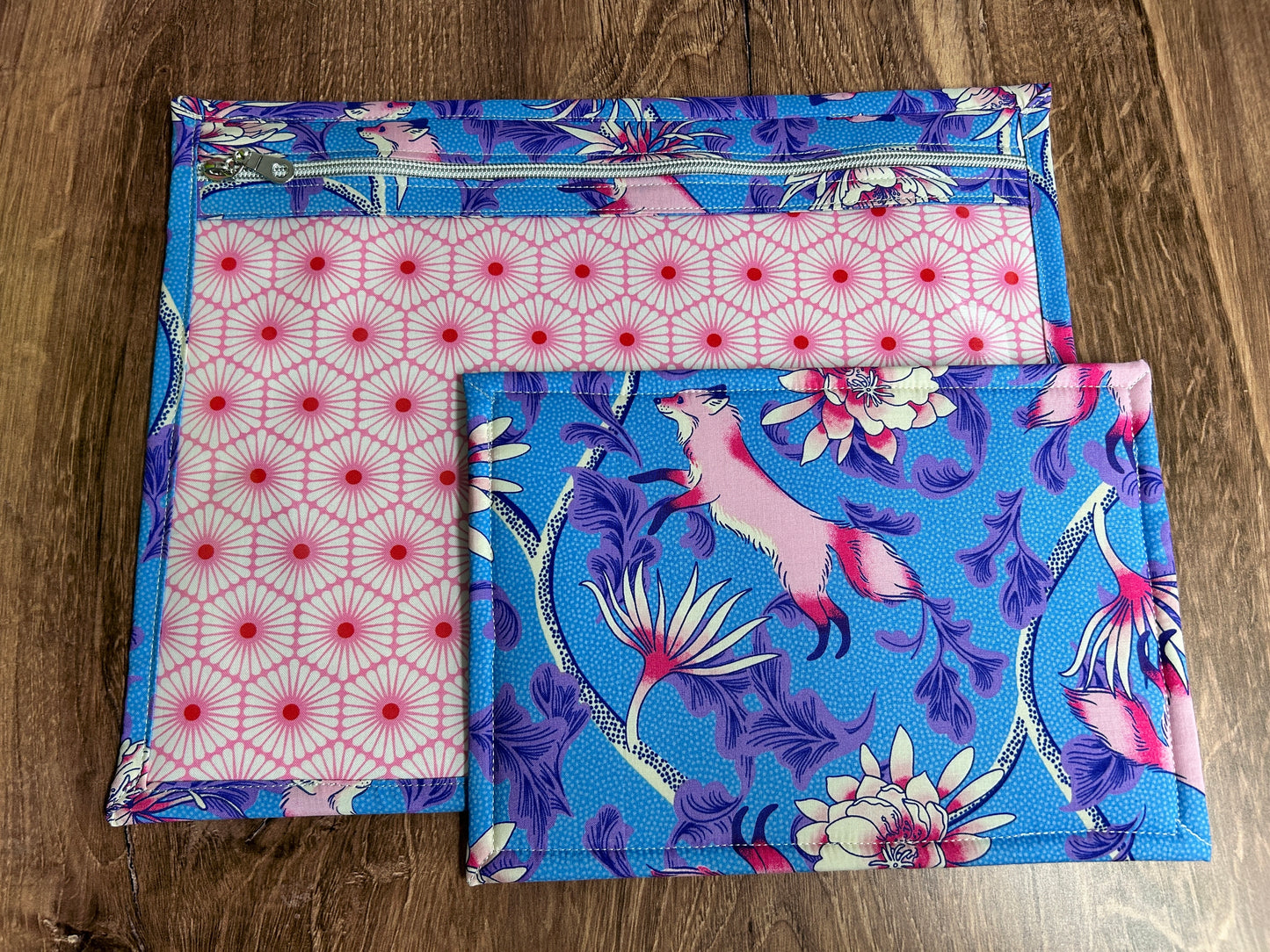 Vinyl Cross Stitch Project Bag - Embroidery bag - Project Bag - Knitting & Crochet Bag - Storage - Organizer - Fox Project Bag - Notions