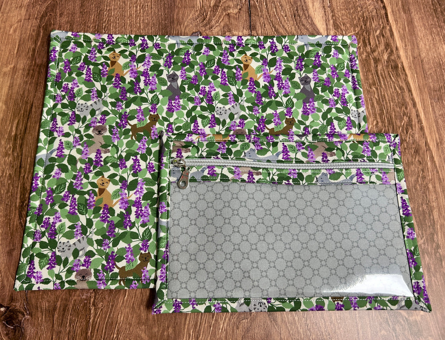 Vinyl Cross Stitch Project Bag - Embroidery bag - Project Bag - Knitting & Crochet Bag - Cat Project Bag - Notions - Floral