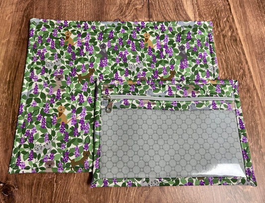 Vinyl Cross Stitch Project Bag - Embroidery bag - Project Bag - Knitting & Crochet Bag - Cat Project Bag - Notions - Floral