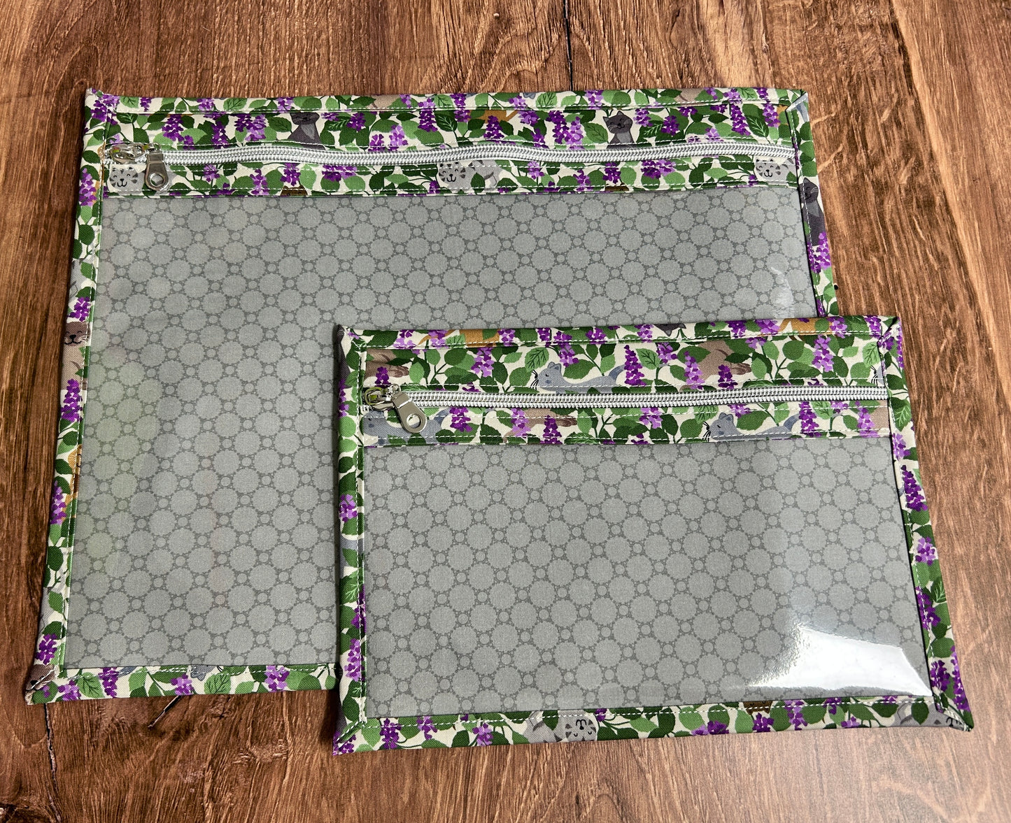 Vinyl Cross Stitch Project Bag - Embroidery bag - Project Bag - Knitting & Crochet Bag - Cat Project Bag - Notions - Floral