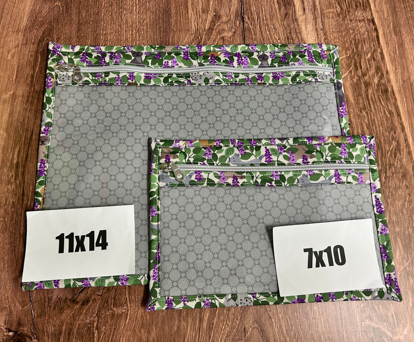 Vinyl Cross Stitch Project Bag - Embroidery bag - Project Bag - Knitting & Crochet Bag - Cat Project Bag - Notions - Floral